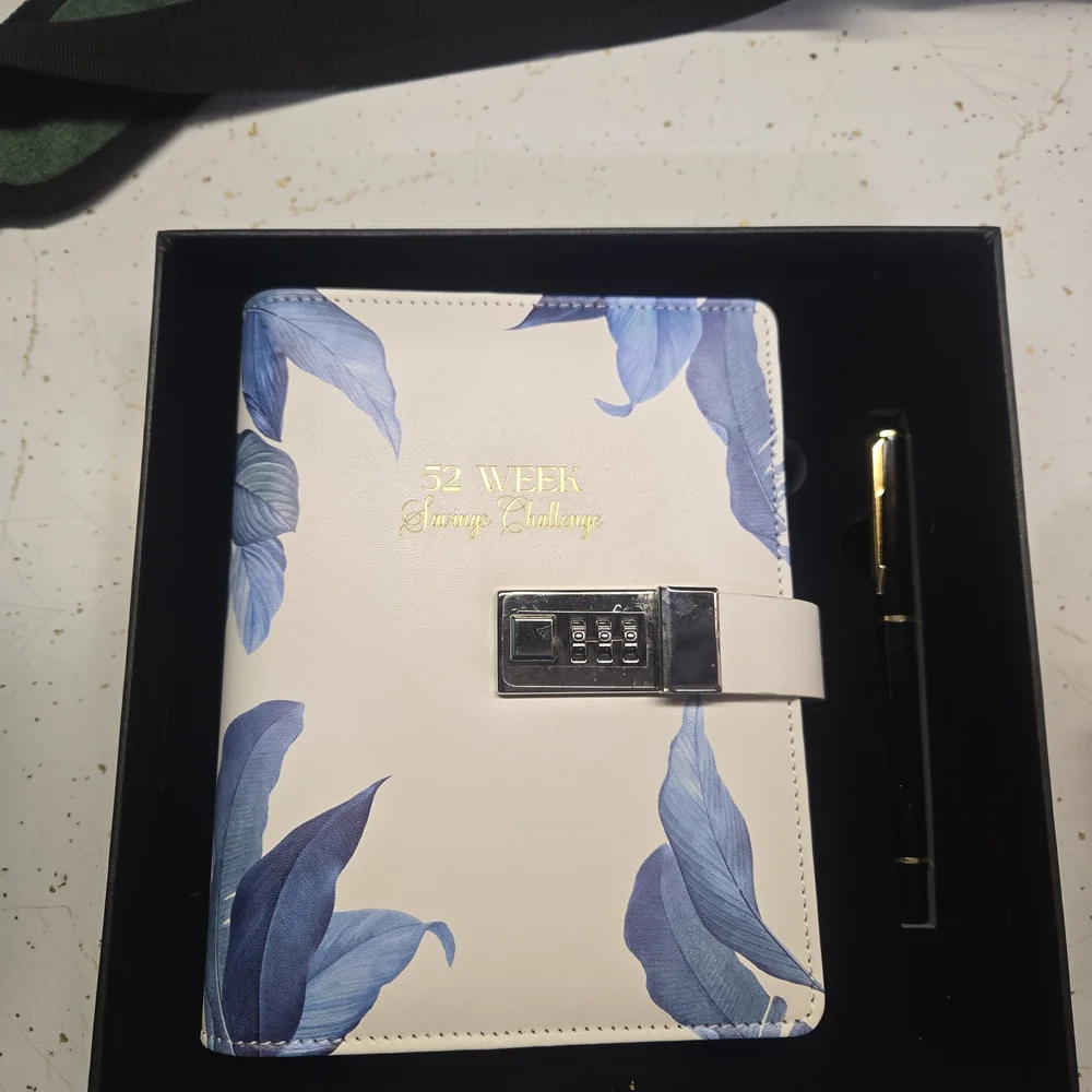 Floral Blue and White 52 Week $$ Saving Planner